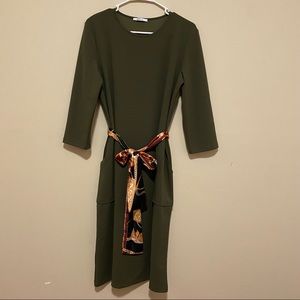 Green Zara dress with belt